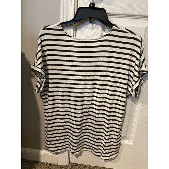 Green Envelope Los Angeles Olive Striped Nautical T-Shirt - Size XL - Picture 2 of 4